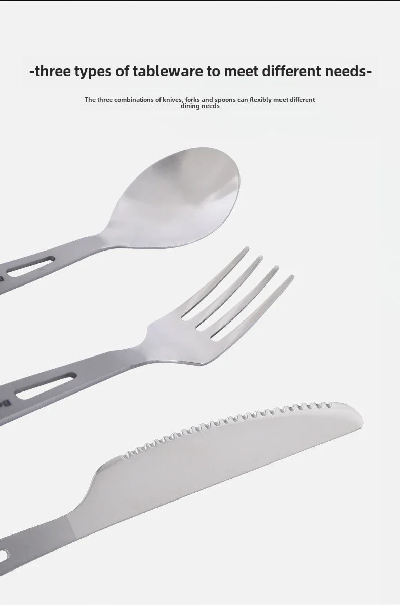 Biwei Pure Titanium Tableware Set Outdoor Soup Spoon Table Knife and Fork Spoon Table Spoon Portable Titanium Knife and Fork ...