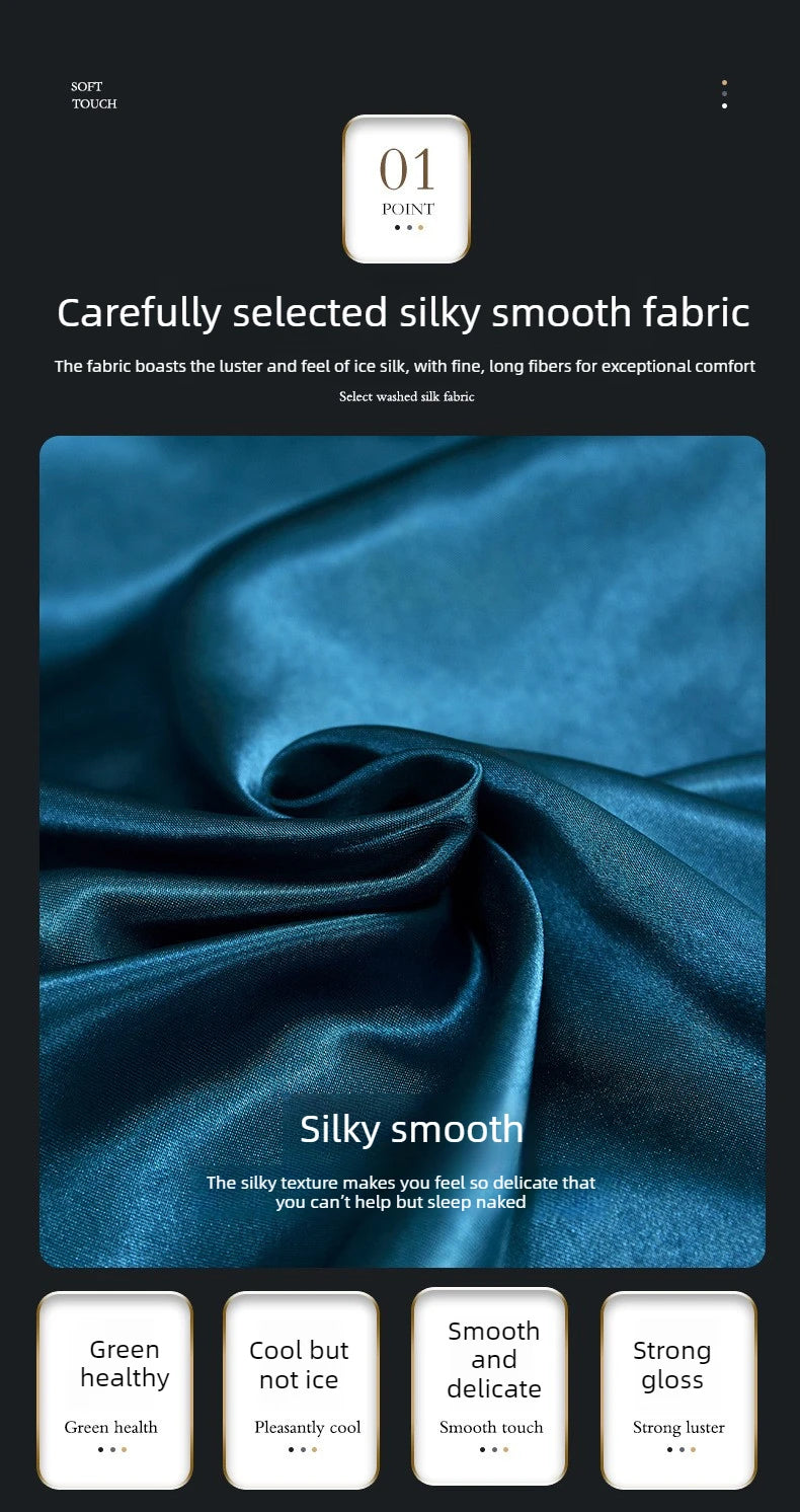 Duvet Cover Set Bed 120/150/180/200 Tencel Silk Bedding Set Black Green White Summer Sheet Luxury Stretch Fitted Sheet 180x200