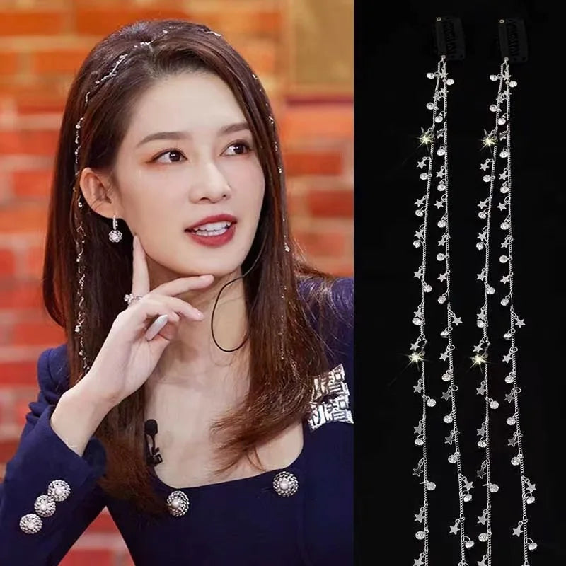 Fashion Accessories Hair Chain Braided Hairpiece Ponytail Star Hair Ornament Hair Clip Hairpin for Women