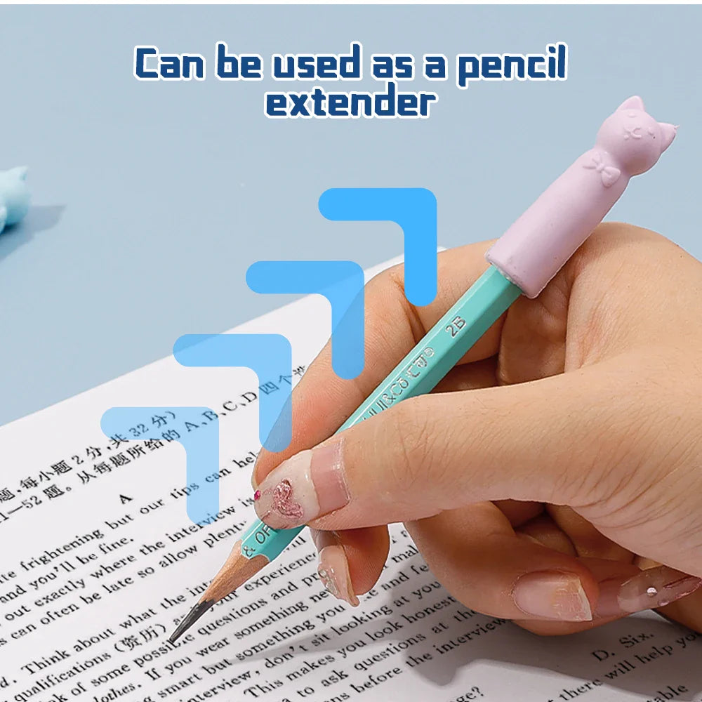 1-20pcs Cartoon Eraser Caps Pencil Erasers Toppers Cute Cat Erasers for Kids Student School Stationery Supplies Pen Head Sleeves