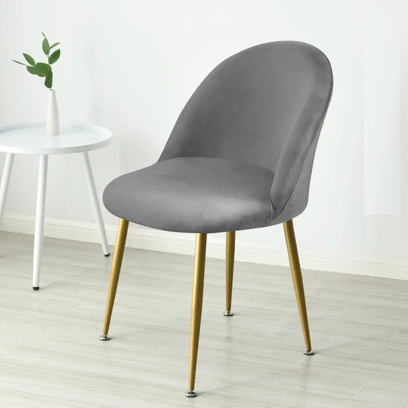 Soft Velvet Chair Cover Duckbill Curved Dining Chair Slipcover Low Back Thick Stretch Seat Covers for Living Room Kitchen Hotel