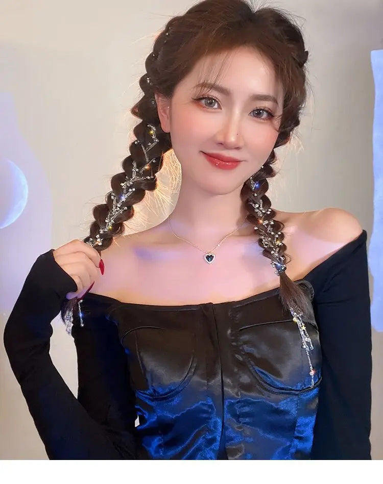 Fashion Accessories Hair Chain Braided Hairpiece Ponytail Star Hair Ornament Hair Clip Hairpin for Women