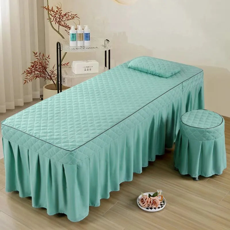 Thickened Single Double Beauty Bed Cover Pure Color Massage Beauty Salon Body Therapy Massage Hair Wash Bedding Cover Set