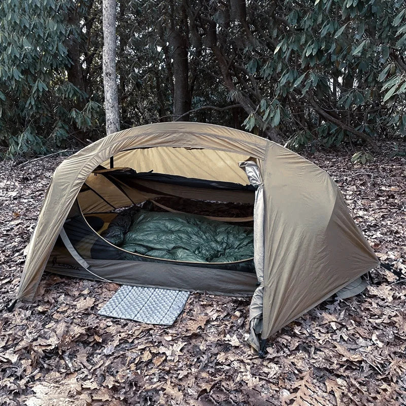 Single Tactical Tent Rainproof Boat Tent Folding Bed UV Protection Portable Outdoor Camping Hiking Mountaineering Gazebo