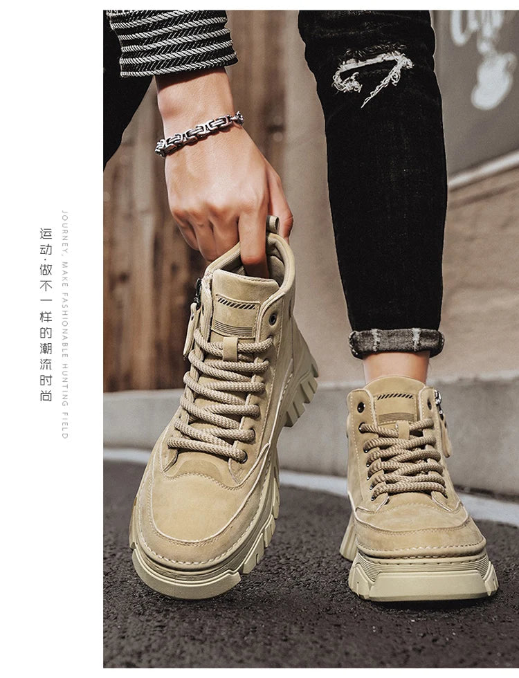 High-top boots, British workwear motorcycle shoes, versatile casual shoes, trendy outdoor shoes
