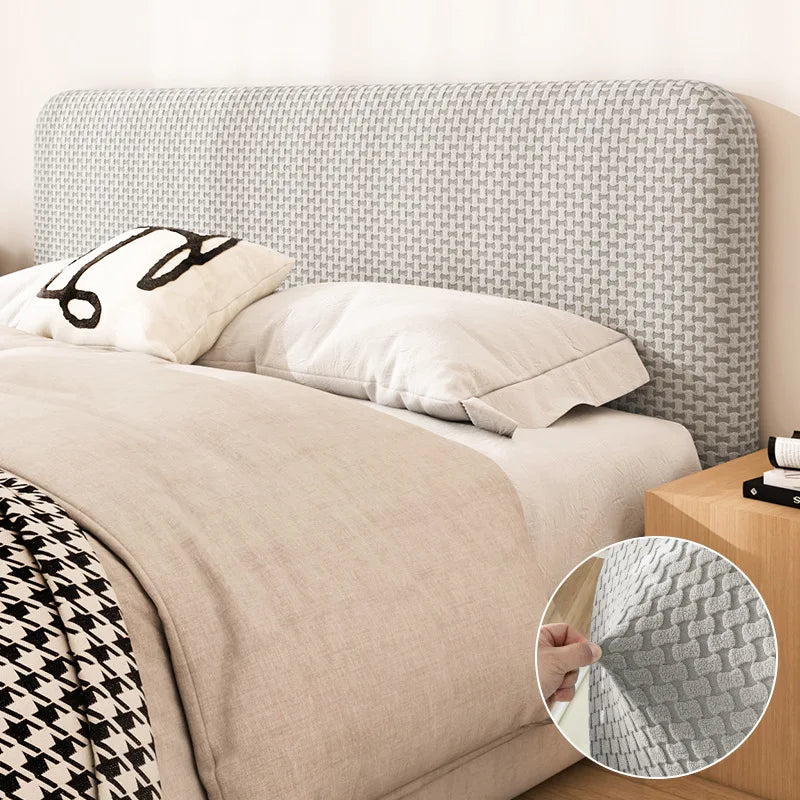 All-inclusive Jacquard Bed Headboard Cover Solid Color Elastic Bed Head Slipcover Solid Color Bed Backrest Cover Bedroom 2024