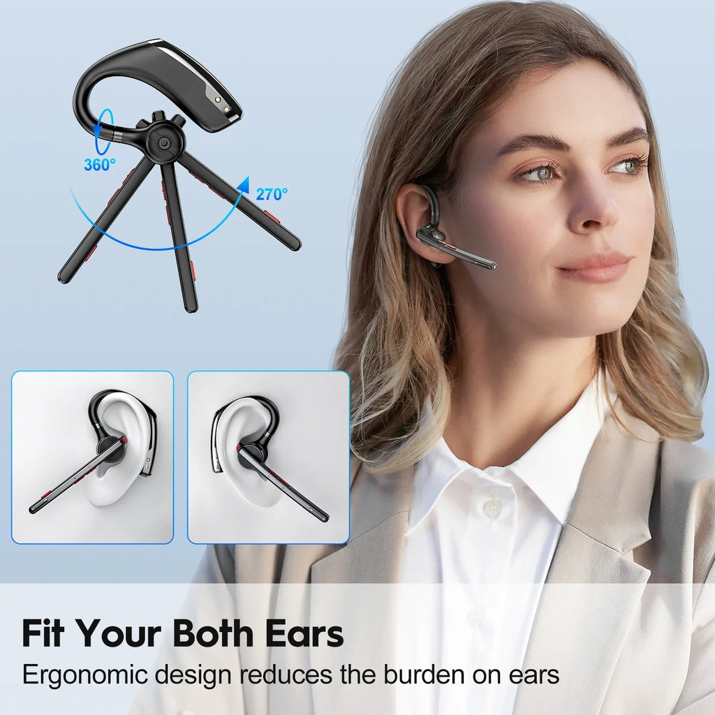 New Bee M51 Wireless Bluetooth Headset Earphones 5.2 Headphone with Dual-Mic CVC8.0 Noise Cancelling Handsfree Business Earpiece