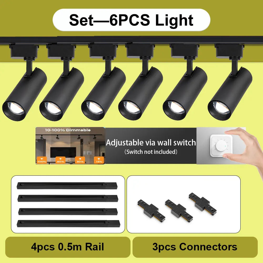 Set LED Track Light Dimmable Track Lamp AC180-265V COB led Spotlight  for Living Room Kitchen Clothing Store Rail Lamp Lighting