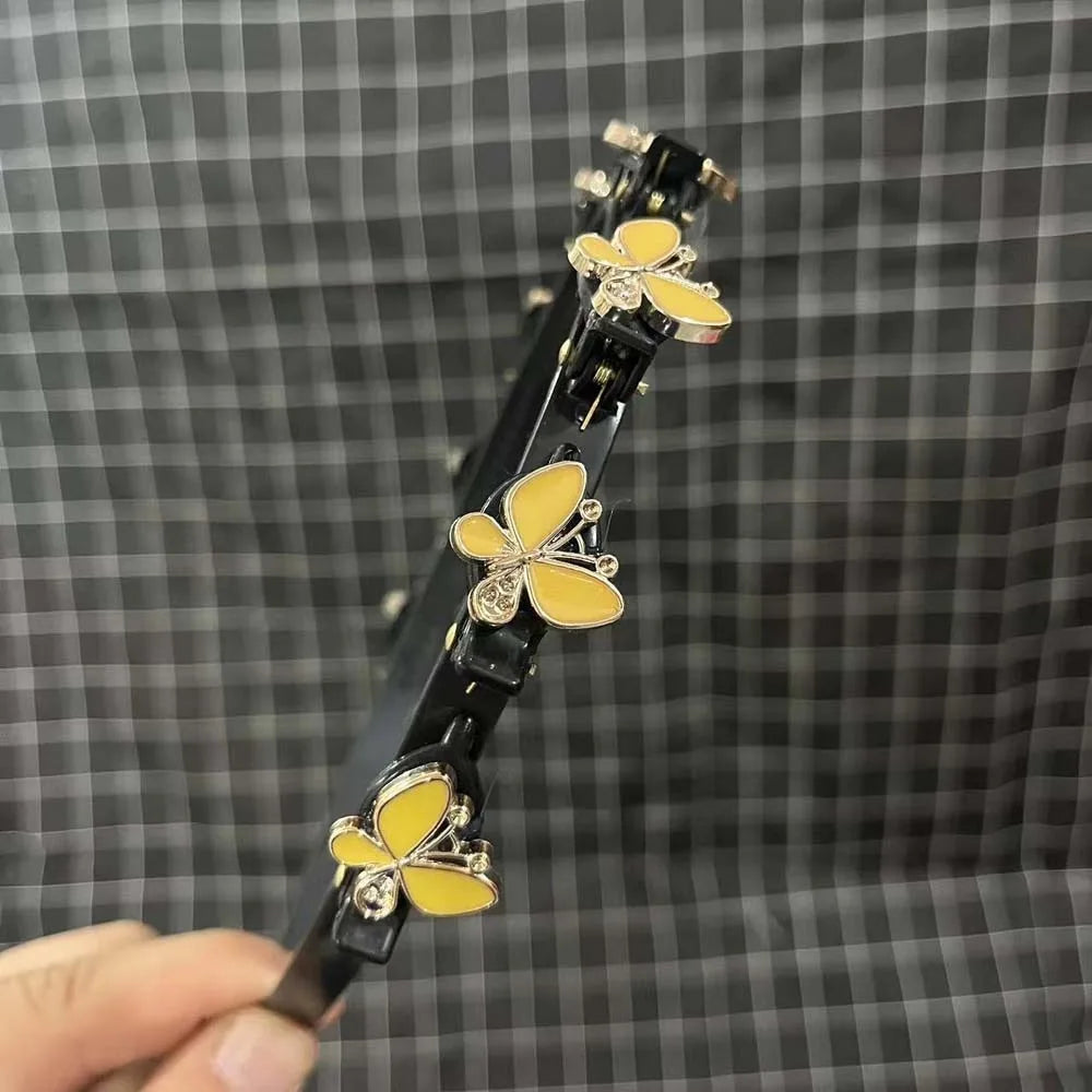 Hair Accessories Elegant Hair Bands with Clips Sweet Shiny Women Butterfly Hair Hoop Headwear Hair Weaving Tool Hairband Party