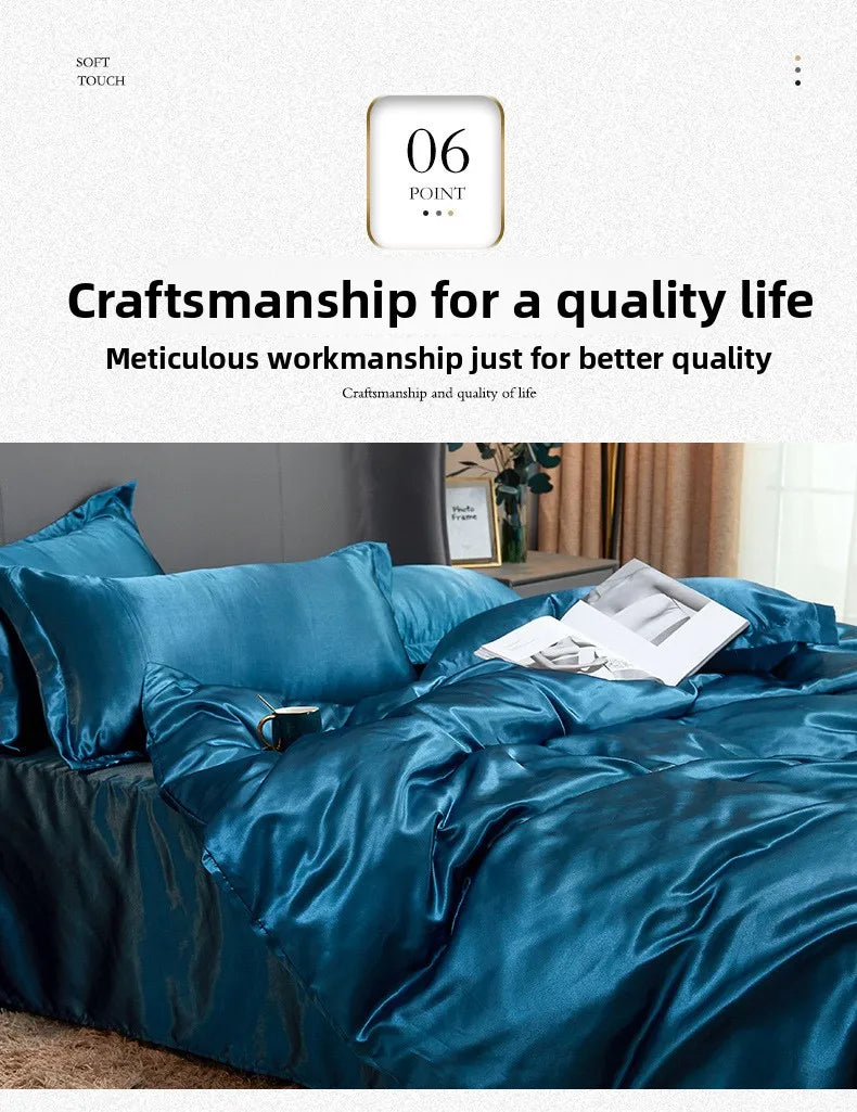 Duvet Cover Set Bed 120/150/180/200 Tencel Silk Bedding Set Black Green White Summer Sheet Luxury Stretch Fitted Sheet 180x200
