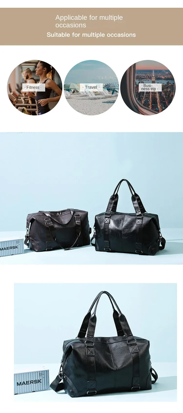 2023 New Men's Business PU Travel Handbag Soft Leather Texture Shoulder Bag Sports TrainingLarge Capacity Handheld Crossbody