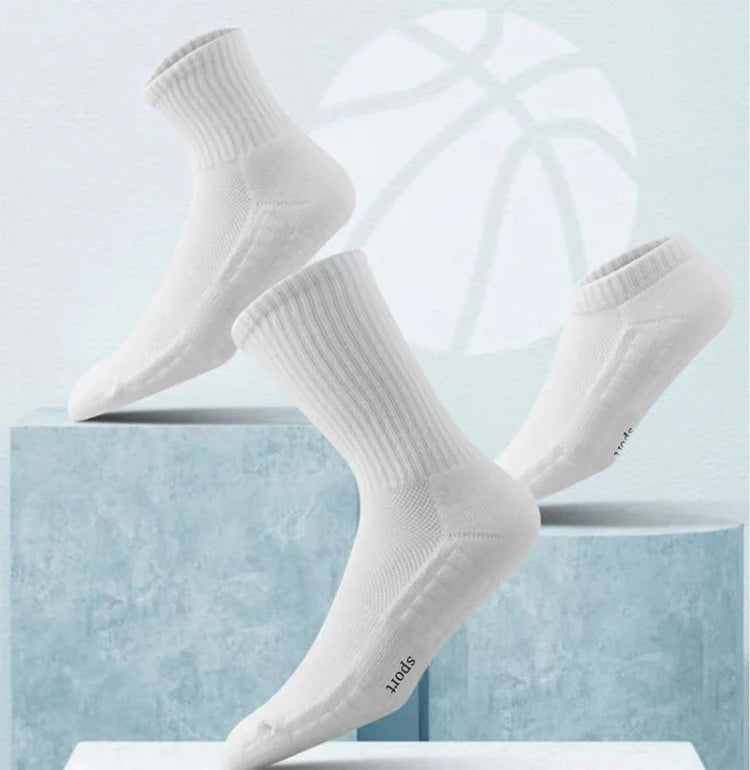 Men's Thick Bottom Sweat Absorbing and Breathable Sports Socks with Bottom Cushion for Running Professional Sports Men's Socks