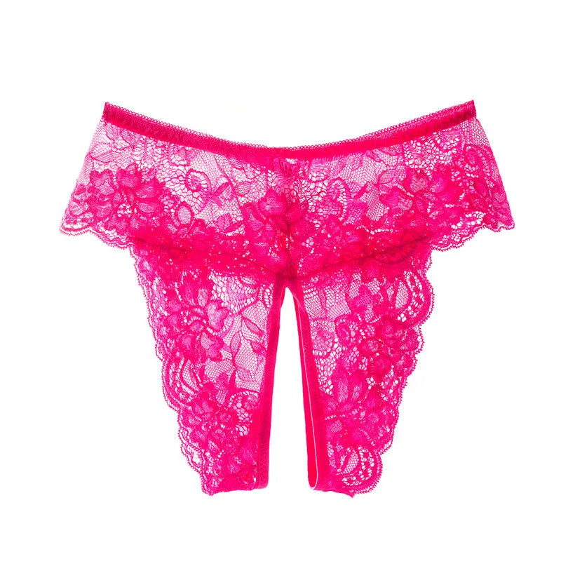 XL XXL XXXL 4XL Plus Size Underwear Women Sexy Open Crotch Panties Lace Transparent Thongs For Sex Lingerie Nightwear
