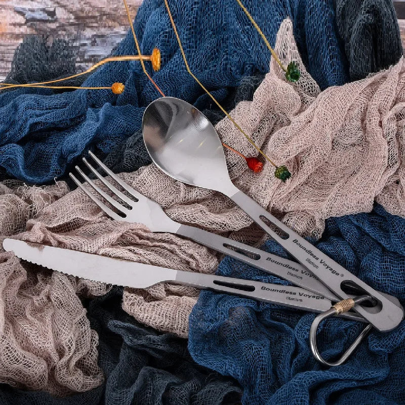 Biwei Pure Titanium Tableware Set Outdoor Soup Spoon Table Knife and Fork Spoon Table Spoon Portable Titanium Knife and Fork ...