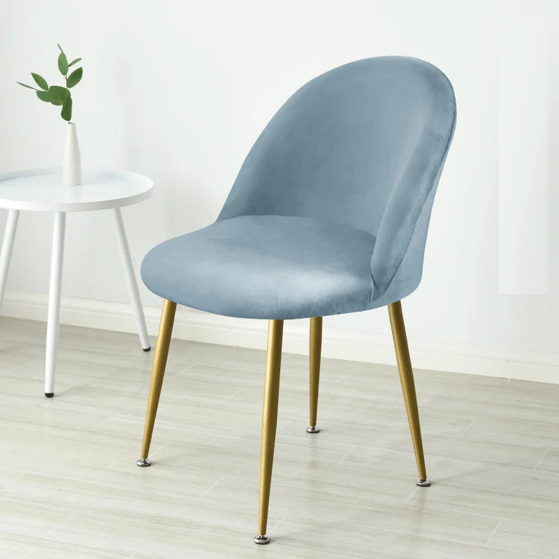 Soft Velvet Chair Cover Duckbill Curved Dining Chair Slipcover Low Back Thick Stretch Seat Covers for Living Room Kitchen Hotel