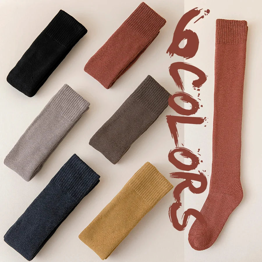 Thick Stockings Socks Women Warm Winter Over Knee High Hold Up Cotton Sexy Slim Ladies Girls Halloween Gift 6 Colors 1 Pairs