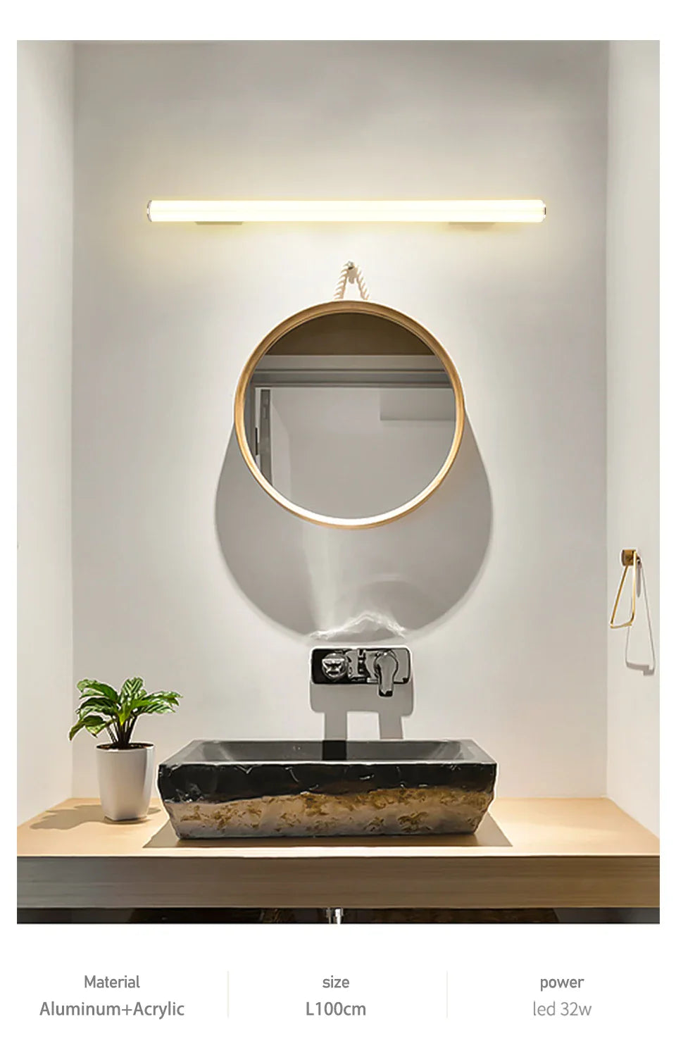 Wall Lamps Bathroom Led Mirror Light Waterproof 12W 16W 22W AC85-265V LED Tube Modern Wall Lamp Bathroom Lighting