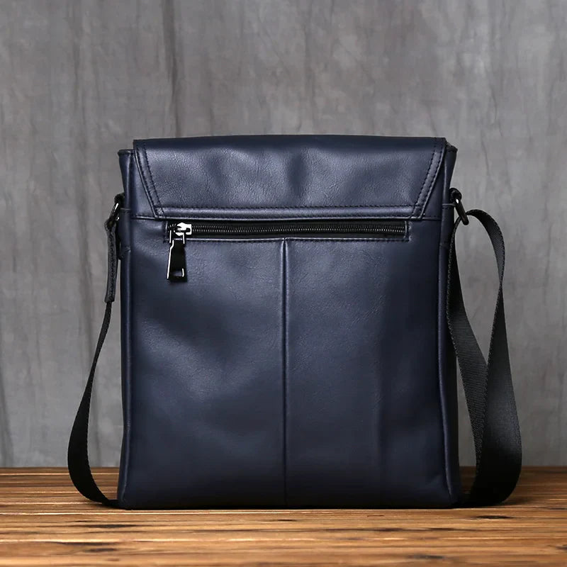New NZPJ-Leather Shoulder Bag for Men, Natural Cowhide, Vertical Crossbody Bag, Casual, Large Capacity, Flip, Zipper, 10 ", iPad
