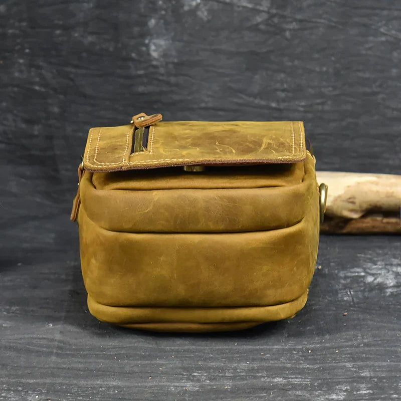 MAHEU Super Quality Men's Mini Shoulder Bag Genuine Leather Phone Pouch On Belt Small Crossbody Bag With Handle Outdoor Bag