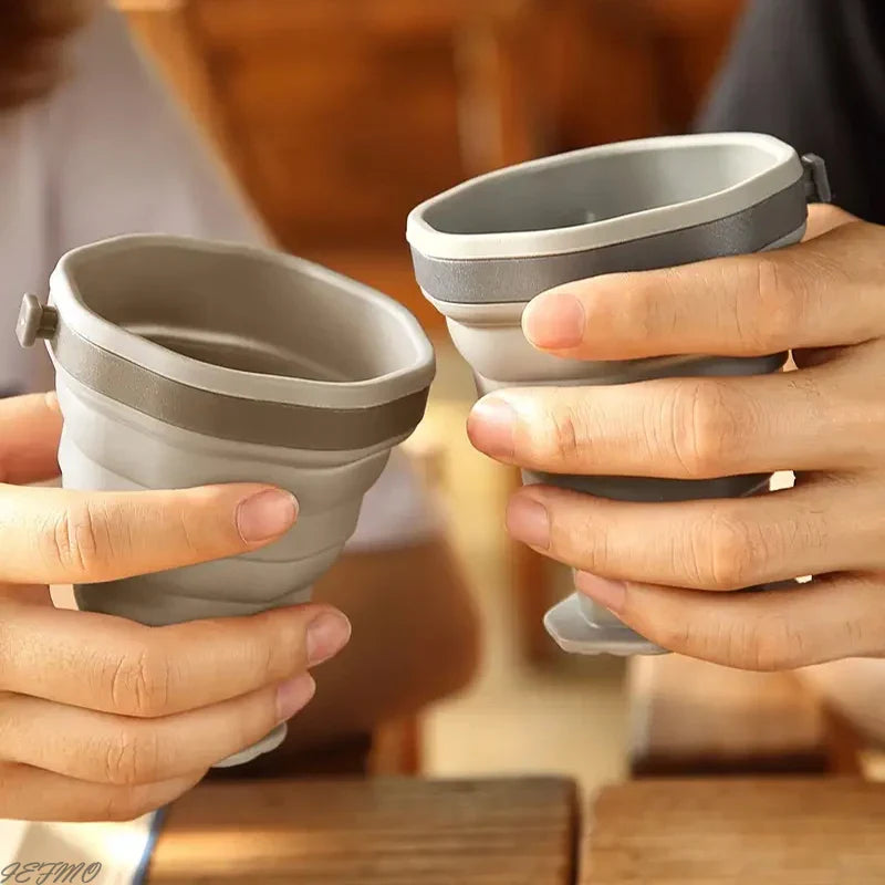 NEW 1/2Pc Foldable Coffee Cup With Handle And Lid,Creative Portable Water Cup,Travel Camping Hiking Cycling Kitchen Accessories