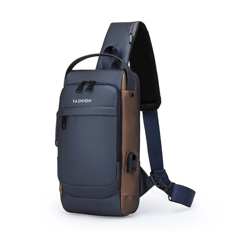 Men Anti Theft Chest Bag Shoulder Bags USB Charging Crossbody Package School Short Trip Messengers Bags Men's Oxford Sling Pack