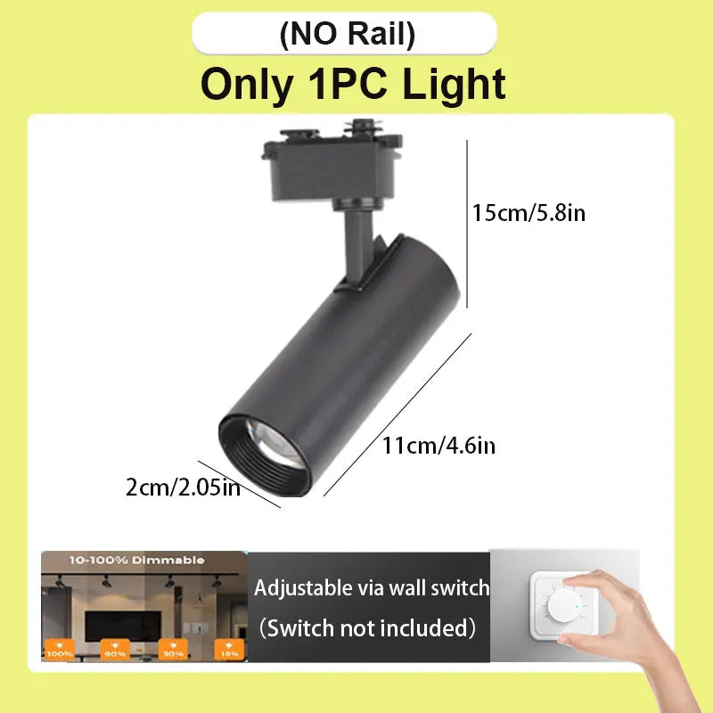 Set LED Track Light Dimmable Track Lamp AC180-265V COB led Spotlight  for Living Room Kitchen Clothing Store Rail Lamp Lighting