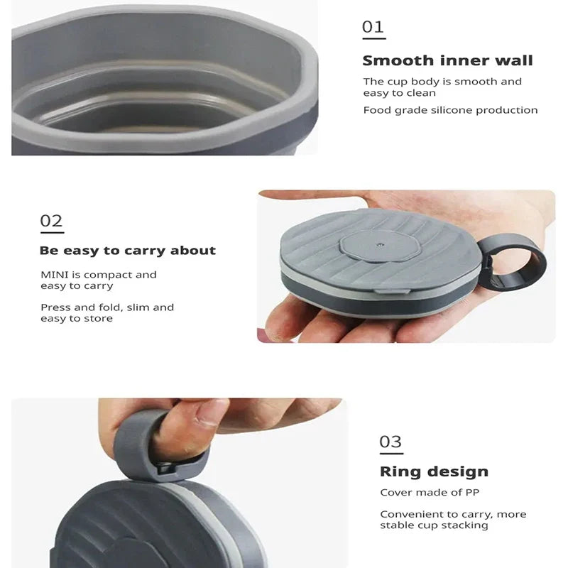 NEW 1/2Pc Foldable Coffee Cup With Handle And Lid,Creative Portable Water Cup,Travel Camping Hiking Cycling Kitchen Accessories