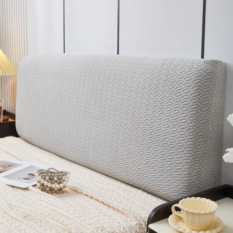 All-inclusive Jacquard Bed Headboard Cover Solid Color Elastic Bed Head Slipcover Solid Color Bed Backrest Cover Bedroom 2024