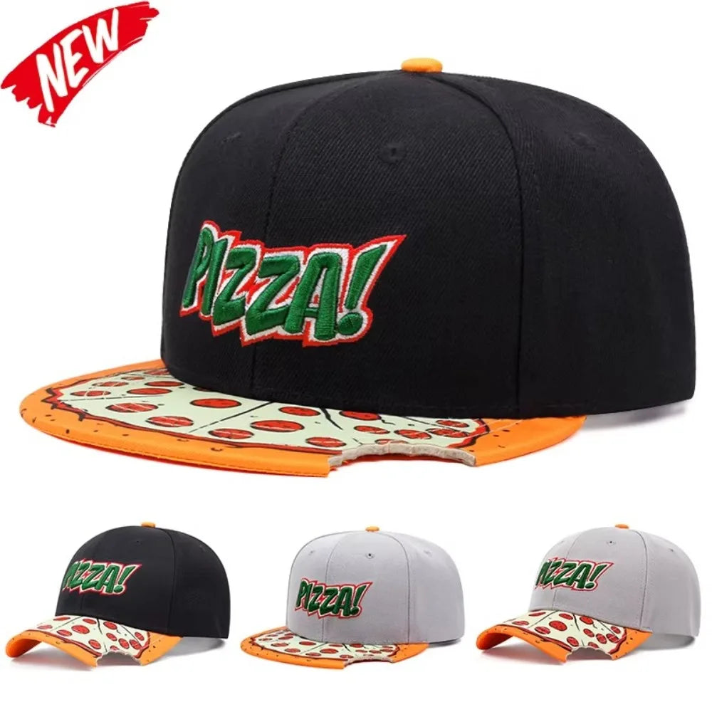 Fashion Casual Hip Hop Hats PIZZA Embroidery Breathable Baseball Cap Adjustable Snapback Hats Unisex