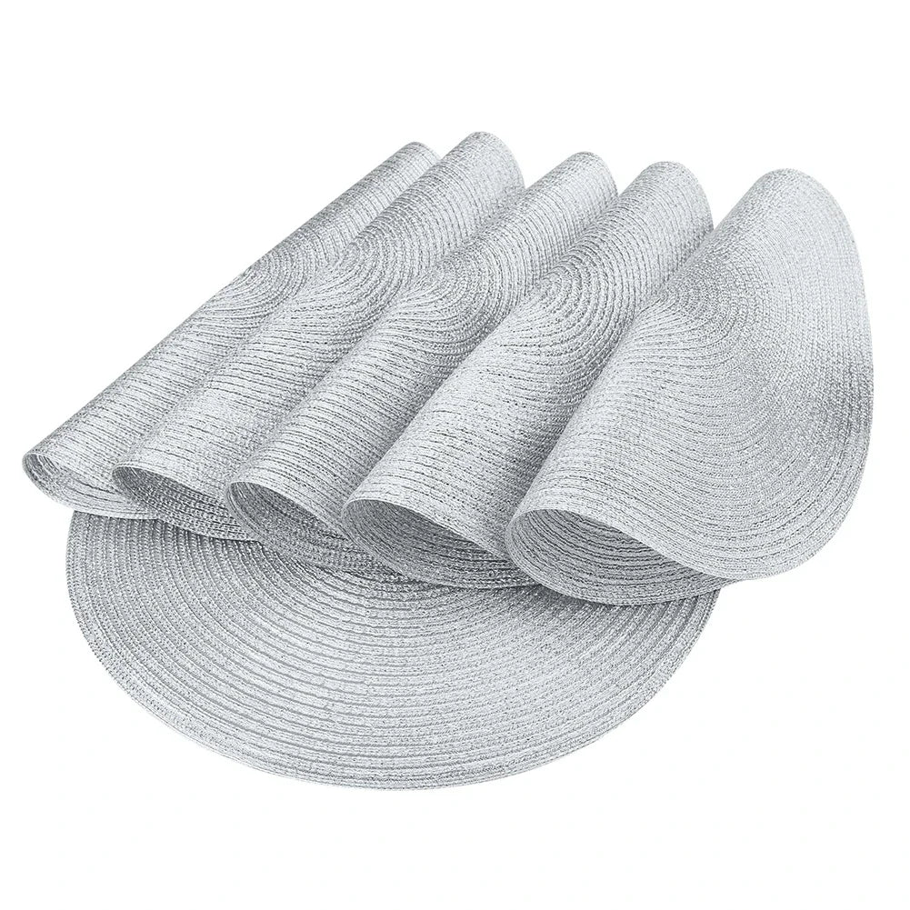 Set of 6 Round Placemats and Coasters Braided Woven Place Mats Washable Heat Resistant Table Mats and Coasters for Dining Table