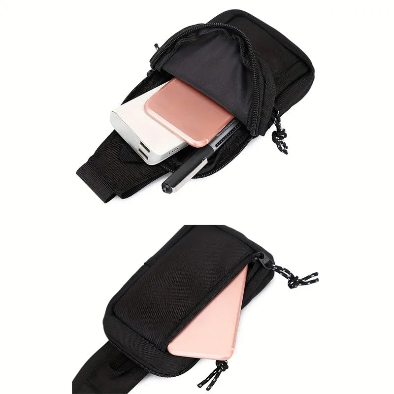 Casual Men Shoulder Chest Bag Nylon Waterproof Outdoor Sport Running Cycling Belt Bag Large Capacity Travel Phone Pouch Bag