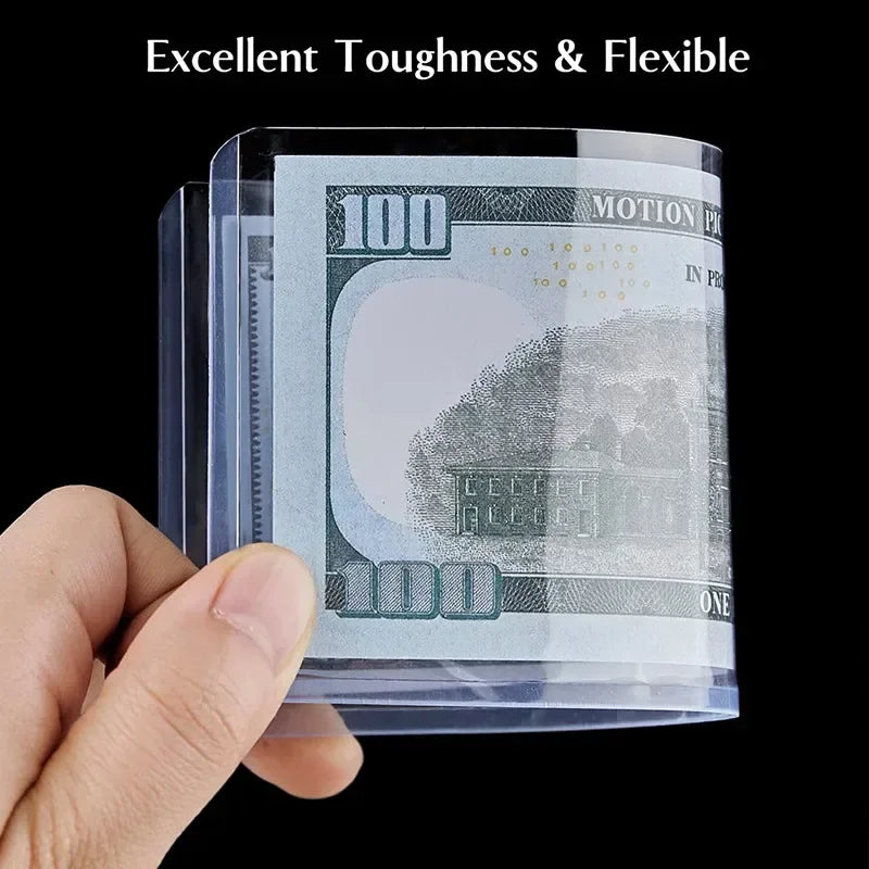 Bill Currency PVC Clear Hard Plastic Sleeve Clip Paper Money Notes Bills Holder for Collection Protector Case Supplies 173*75mm