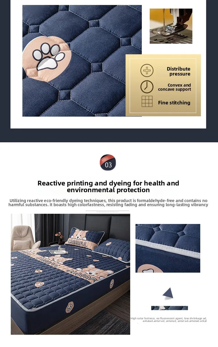 Quilted Bed Cover Cartoon Style Bedspread Elastic Mattress Protertor Thicken Bed Linen 매트리스커버 Home Bedsheets (No Pillowcase)
