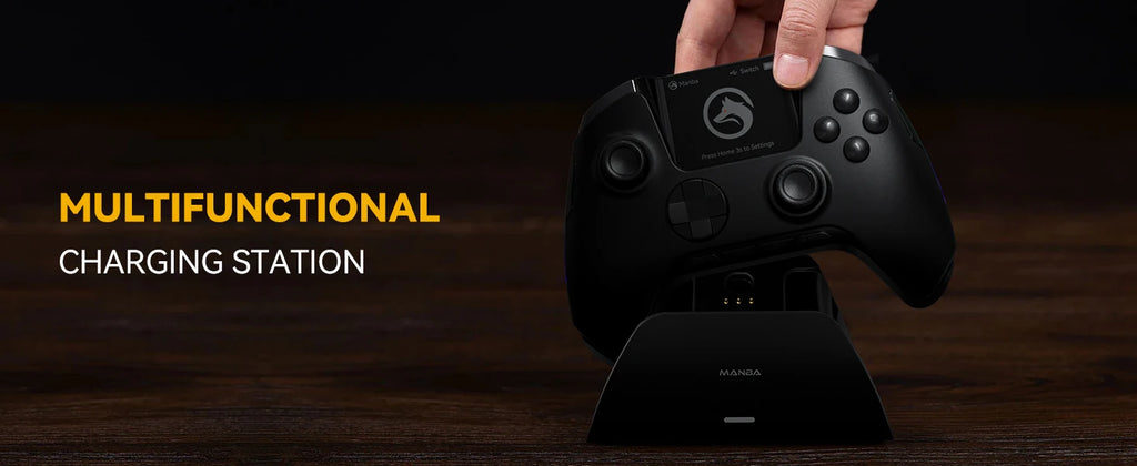 Screen Interactive Wireless Gaming Controller for iOS/Android/Switch/PC  Hall Effect Stick RGB Light 1800mAh with Charging Dock