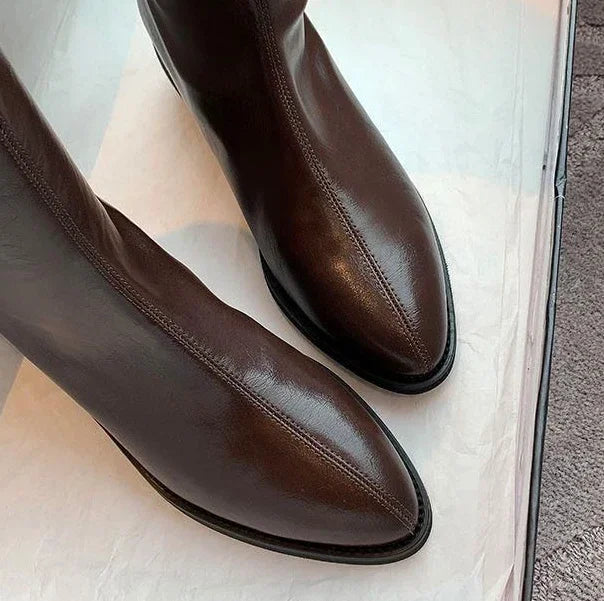 Long Boots for Women Middle Heel Spring Autumn Pointed Toe Quality Knee High Shaft Shoes Woman Work Y2k Hot Gyaru Cosplay New In