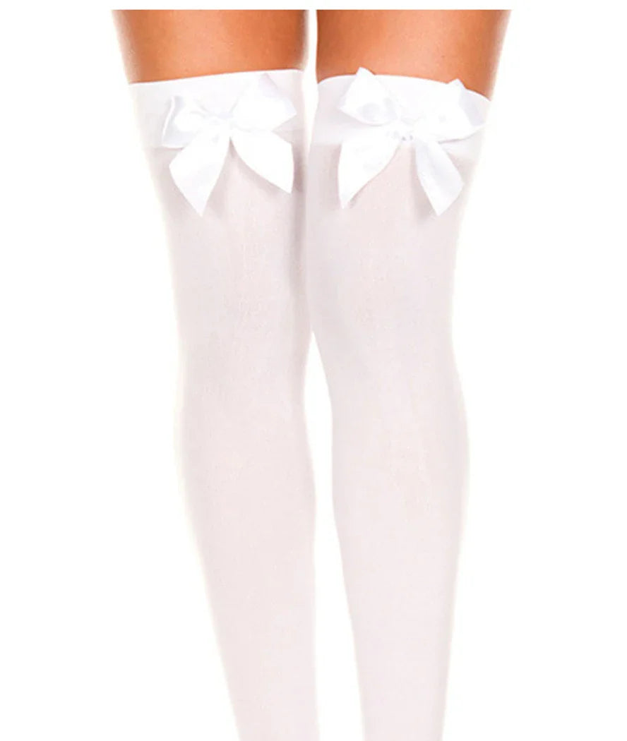 Sexy Stockings Bowknot Women Thigh High Over Knee Socks Opaque Black Girls Stretchy Elastic Spring Fashion Solid Long Chaussette