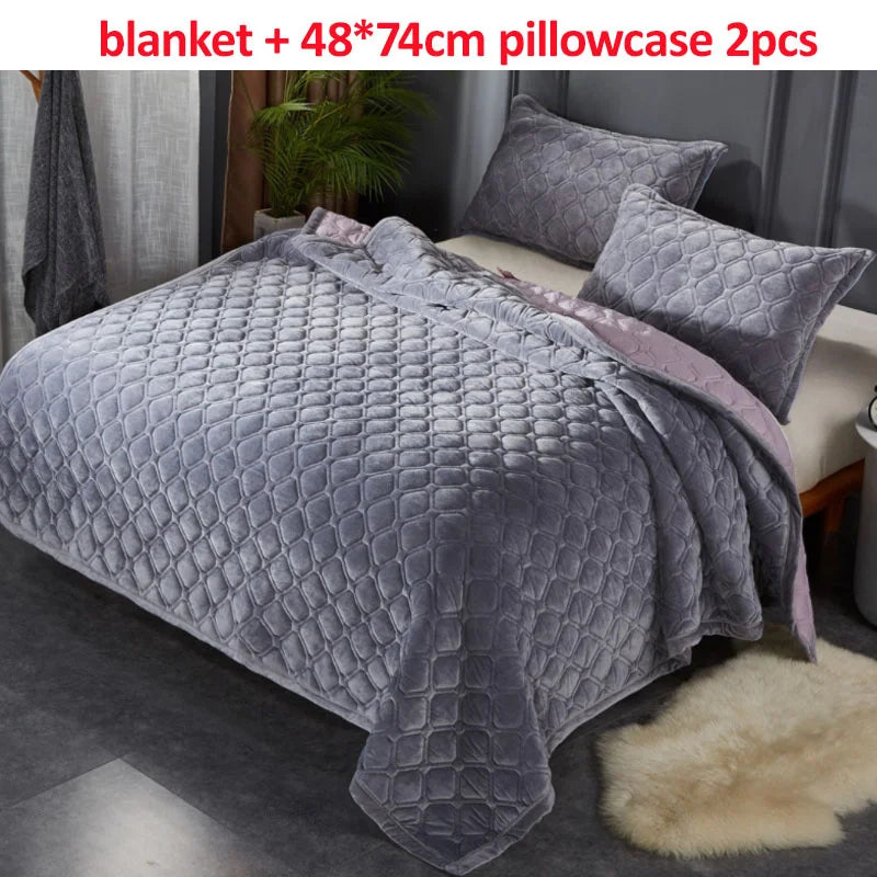 Winter Warm Blankets Quilt Plaid Bed Cover Quilted Bedspread Velvet Bedspread Cover For Beds