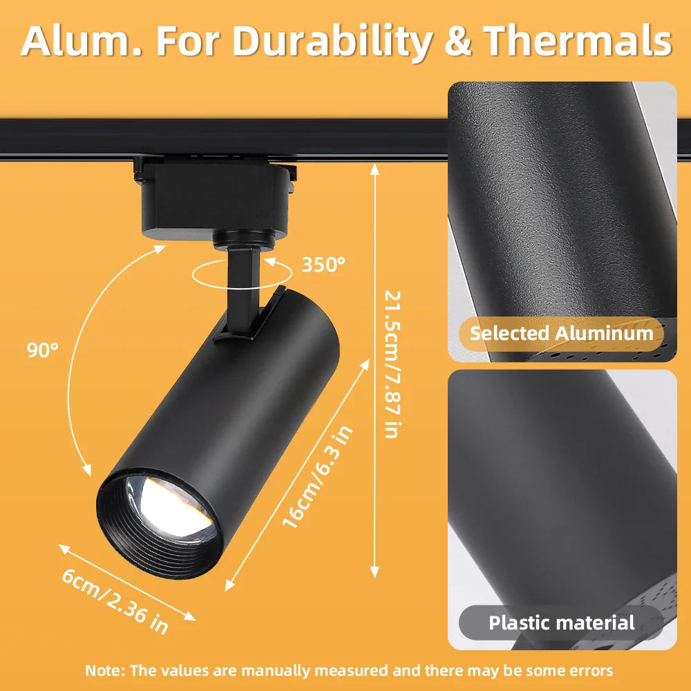 Set LED Track Light Dimmable Track Lamp AC180-265V COB led Spotlight  for Living Room Kitchen Clothing Store Rail Lamp Lighting