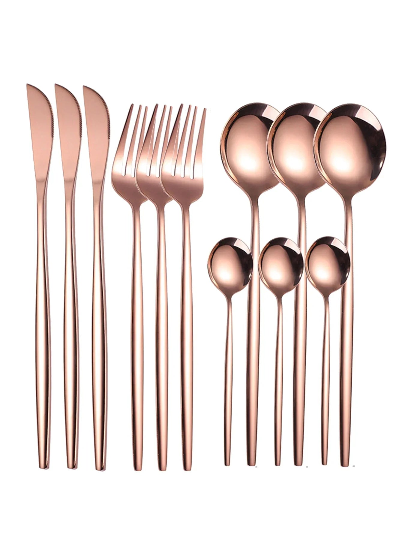 12pcs thin stainless steel tableware family set of Portuguese steak knife and fork, ramen fork dessert spoon coffee spoon