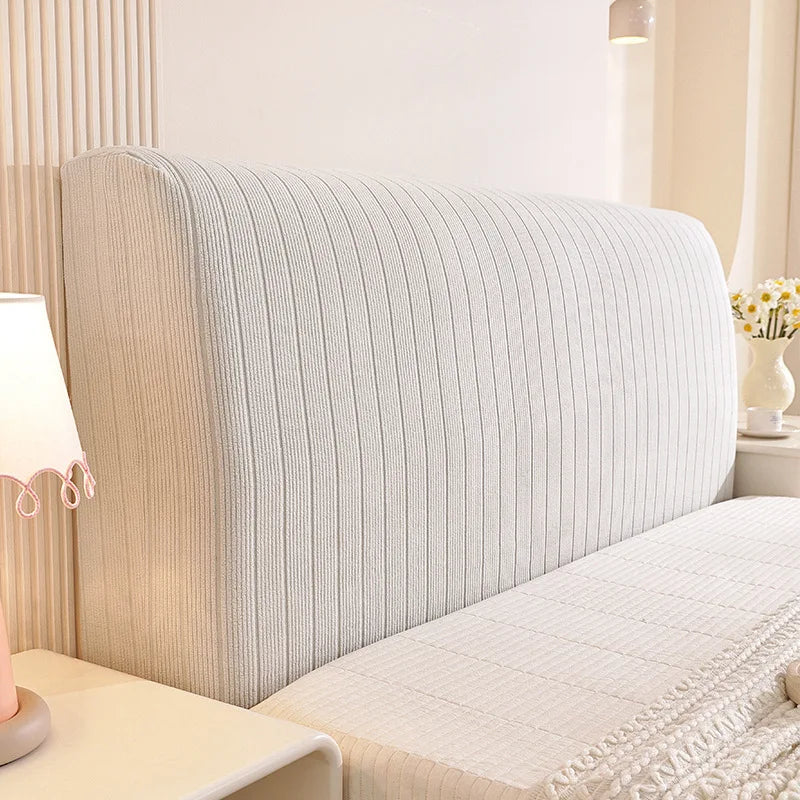 High Elasticity Headboard Cover Solid Color Double Bed Backrest Cover Autumn Winter Warm and Dustproof Cover Machine Washable