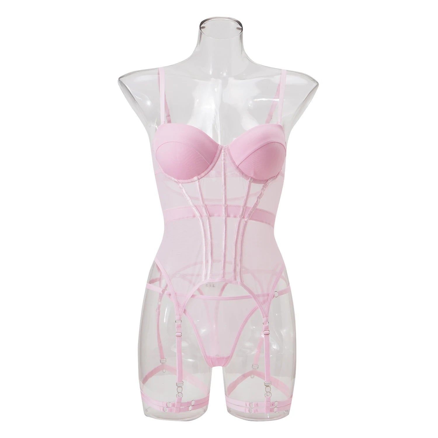 MUZISKAT Mesh  Lingerie Luxury Brand Bodysuit Backless Tops for Women 3 Piece Lingerie Set with Garter Sexydresses for Women