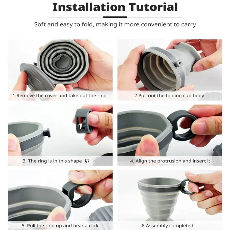 NEW 1/2Pc Foldable Coffee Cup With Handle And Lid,Creative Portable Water Cup,Travel Camping Hiking Cycling Kitchen Accessories