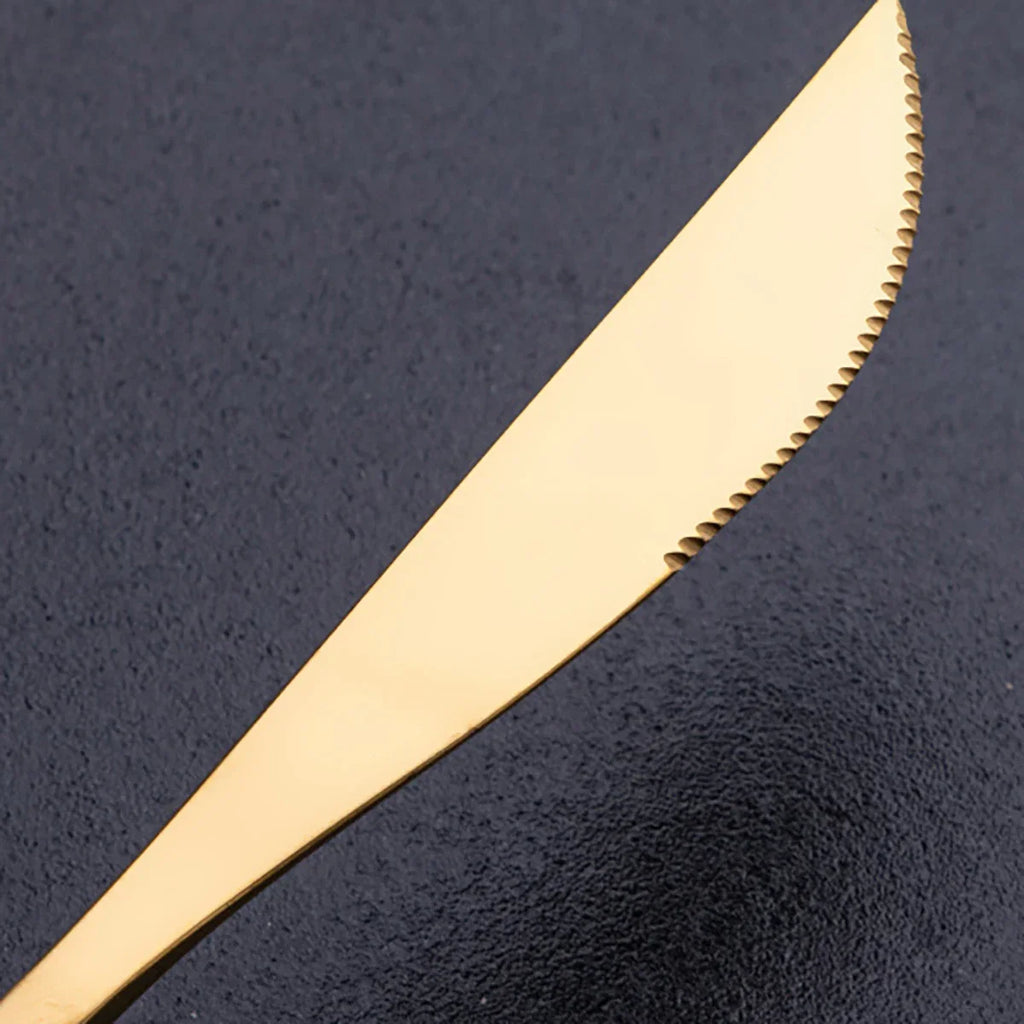 24Pcs Gold Tableware Sets Stainless Steel Cutlery Knife Tea Fork Coffee Spoon Flatware Dishwasher Safe Dinner Kitchen Dinnerware