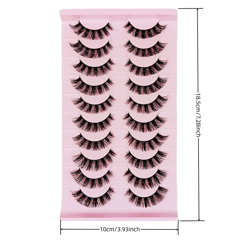 NEW 10 Pairs DD Curl Russian Strip Lashes Fluffy Volume False Eyelashes DD Curl Dramatic Messy Faux Mink Fake Lashes Make Up