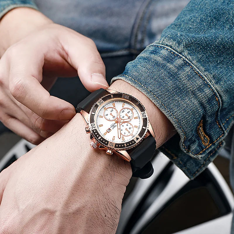 Casual Silicone Band Men Sports Watches Fashion Calendar Male's Business Wristwatch Reloj Hombre