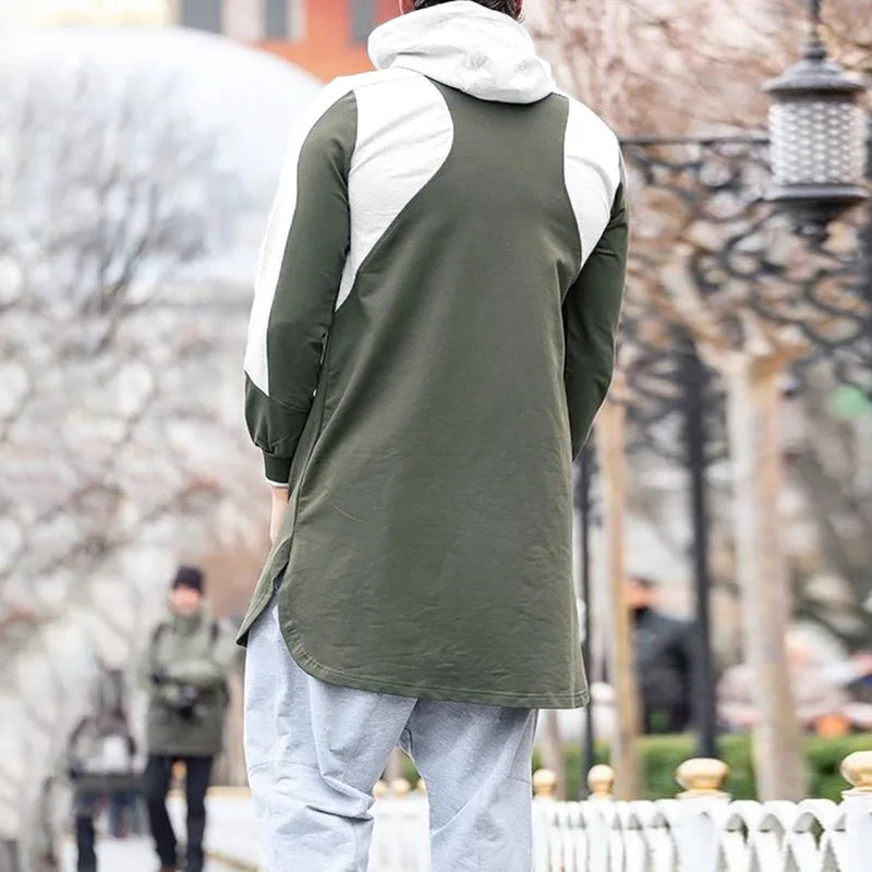 Men Sweatshirt T-shirt Spring Autumn Solid Color Loose Zip Pullover Sweater Men Casual Long Sleeve Hooded Round Neck Sweatshirt