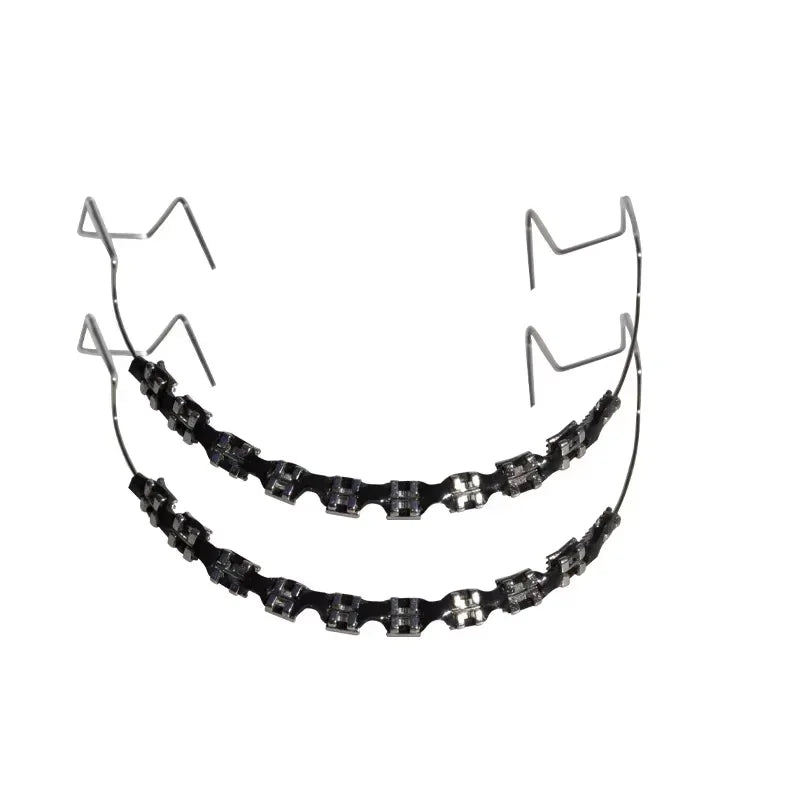 1pair Fashionable Tooth Decoration Set with Metal Chain - Upgraded Dental Model Kit for Upper/Lower Matching, Daily Party Wear