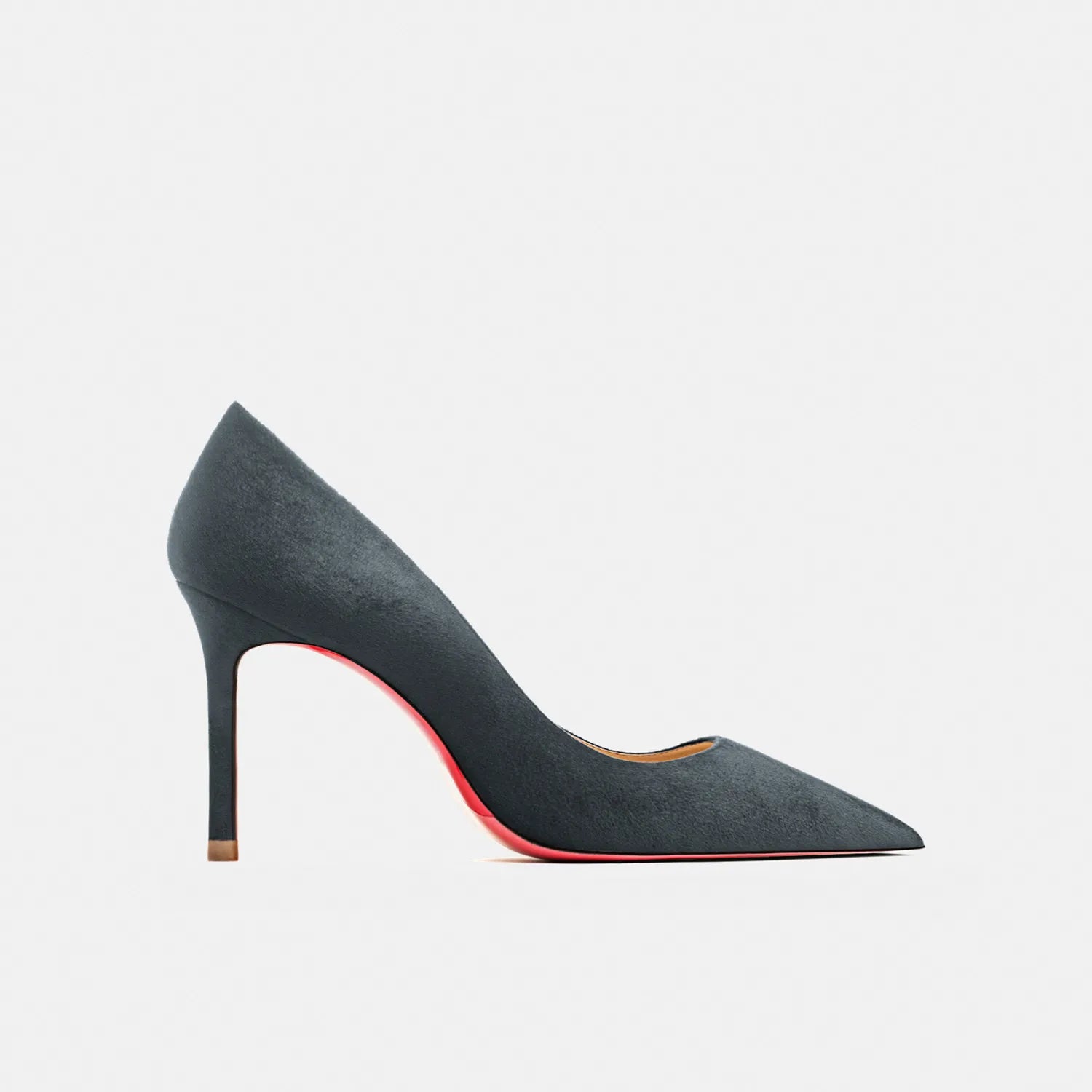 2022 Autumn New Women's High Heels Shoes Sexy Pointed Suede Red Shiny Bottom Pumps Fashionable Temperament Shallow Wedding Shoes