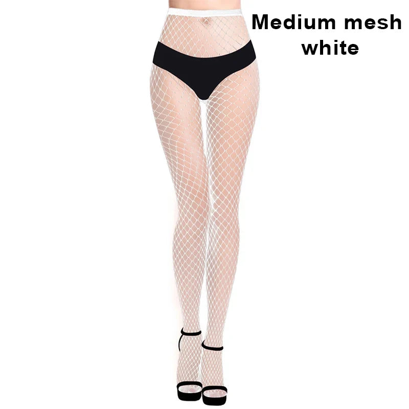 Sexy Women Long Fishnet Mesh Nylon Tights Body Stockings Slim Perfect Legs Fish Net Hollow Pantyhose High Waist Leggings Hosiery