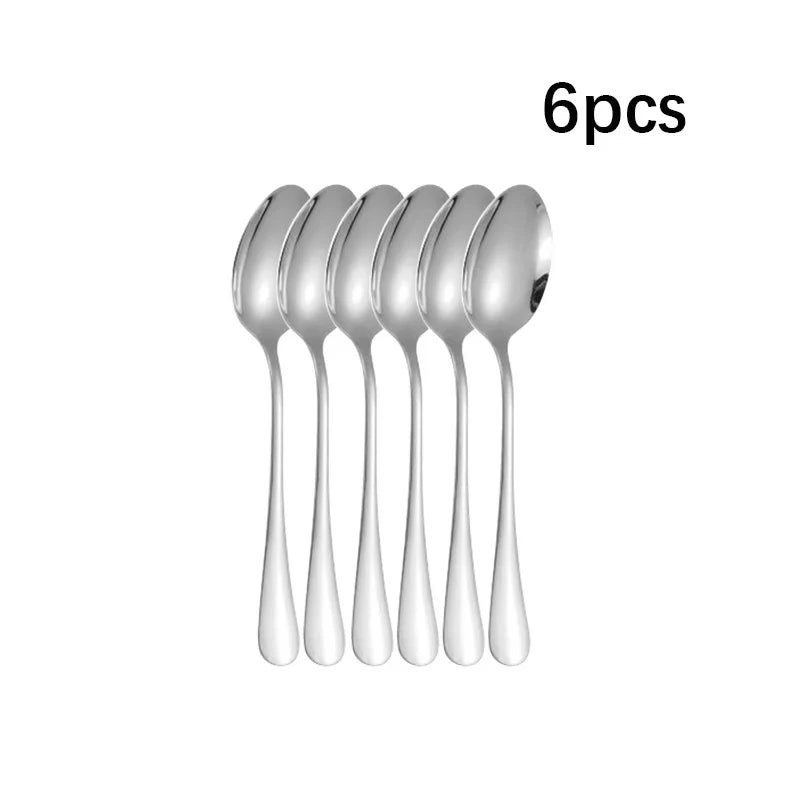6/30pcs Silver stainless steel steak knife, fork and spoon dessert fork and spoon tableware set suitable for tableware hotel